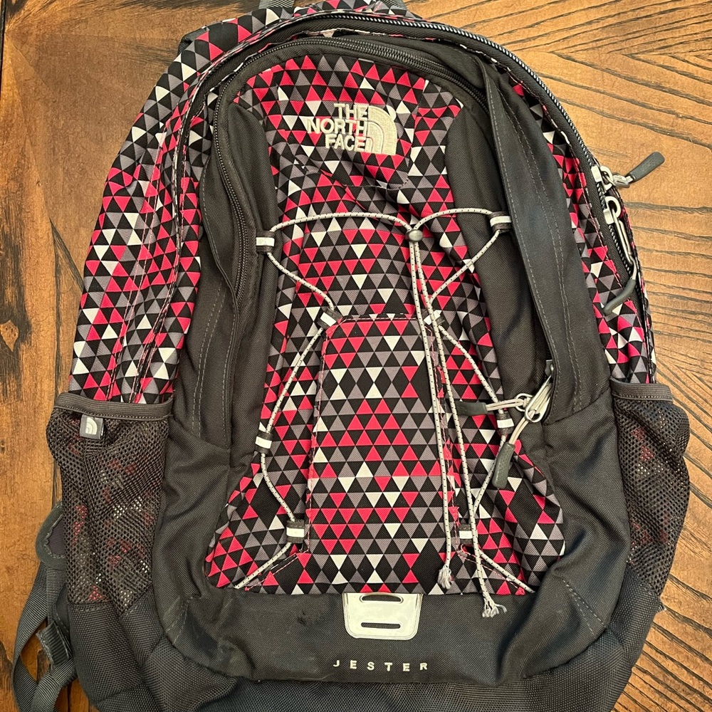 The North Face Jester Backpack - Black and Red Geometric